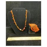 Orange Tones Seed & Chip Bead Bracelet & Other