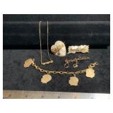 Scripty Pins & Artistry Marked Necklace & Broken