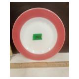 Pyrex Milk Glass Plate w Rare Pink Flamingo/