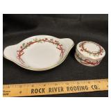 1987 Royal Worcester Holly Ribbon Trinket Box &