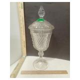 Indiana Glass Diamond Point Clear Pedestal L