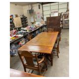 Wooden Table Double Pull Out Leaves Captains Chair