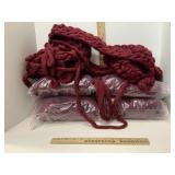 Super Bulky Wine Red Yarn & Part Of WIP