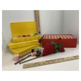 Sewing Box & Notions & 3 Boxes Thread