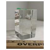 Glass Etched Hummingbird & Lillies Paperweight