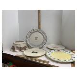 Ceramic Poinsettia Vessel & Other Plates