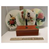 Red Lacquered Box & Hand Fans