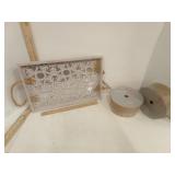 Snowflake Pattern  Mirror Serving Tray w Rope