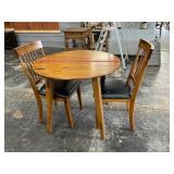 Double Drop Leaf Wooden Table & 2 Chairs