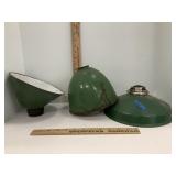 Vtg Green Enameled Light Shades