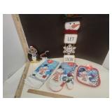 Snowman  Sign, Dish Towel, Pot Holder & Mit,