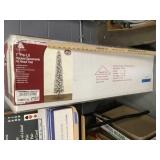 7ft Prelit Flocked Fir Pencil Tree In Box NIB