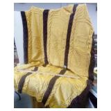 GOLD & BROWN Crocheted  Blanket in Bag
