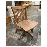 Old Wooden Adjustable Office Chair