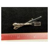 Vtg Silverware Lapel Pin Silver Tone