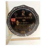 Aluminum  Black DECORATIVE TRAY w INDIAN PRAYER