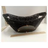 Black Woven Metal  Basket w Handles & Tag