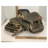 Vtg Worn Leather Saddle Bags