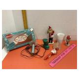 Vtg Holiday Decor Electric Light Santa Pez & More