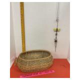 Oval Woven & Bamboo Basket & Dragonfly Decor