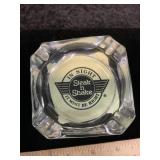 Vtg Steak & Shake Ashtray Clear Glass