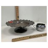 Irvinware Creamer & Silverplate ? Pedestal Dish