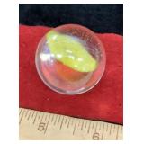 Vintage Cats Eye Marble Yellow Stripe Shooter