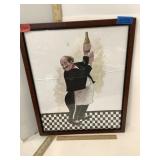 Happy Wine Sommelier Print In Frame damage Glass
