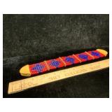 Vtg Native American Bead Art Leather Strap