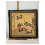Print Chinese Silk Painting Framed