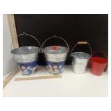 Galvanized Christmas  Buckets 2, & Small Buckets 2