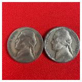 2 - 1943-P Wartime 35% Silver Jefferson Nickels