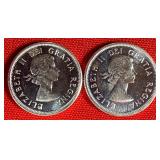 2 - 80% Silver Canadian Quarters Uncirculated