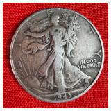 1943 Walking Liberty 90% Silver Half Dollar