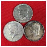 3 - 1966 40% Silver Kennedy Half Dollars