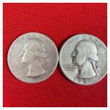 2 - 1951-S 90% Silver Washington Quarters