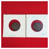 2 - Lincoln Wheat Pennies; 1911 1916