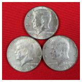 3 - 40% Silver 1968 Kennedy Half Dollars