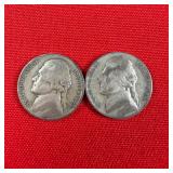 2 - 1943-P Wartime 35% Silver Jefferson Nickels