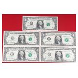5 - $1 Star Note Federal Reserve Note