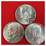 3 - 1968 40% Silver Kennedy Half Dollars