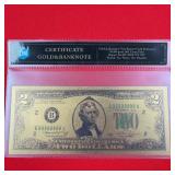 24KT Gold Foil $2 Dollar Bank Note