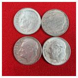 4 - 90% Silver 1964 Roosevelt Dimes