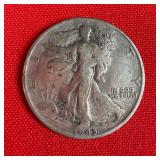 1943 Walking Liberty 90% Silver Half Dollar