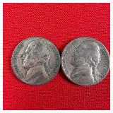 2 - 1945-P Wartime 35% Silver Jefferson Nickels