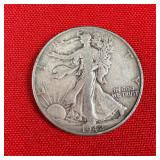 1942 Walking Liberty 90% Silver Half Dollars