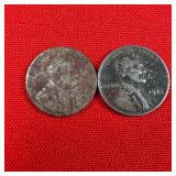 2 - 1943 WW2 Wartime Steel Lincoln Wheat Pennies