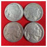 4 - Illegible Date Buffalo Nickels