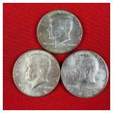 3 - 1968 40% Silver Kennedy Half Dollars