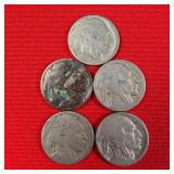 5 - Illegible Date Buffalo Nickels